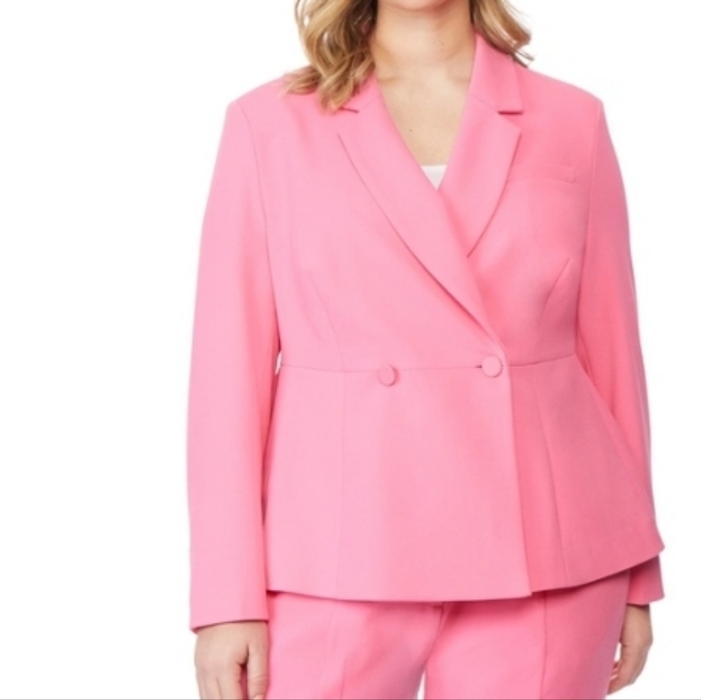 Rebel Wilson × Angels Peplum Blazer in Azalea Pink 2X